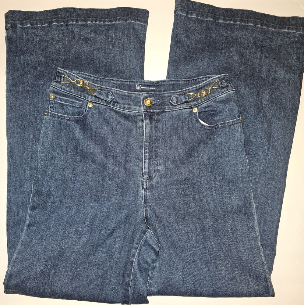INC Denim Embellished Wide Leg Jeans, size 10/30 - Picture 3 of 9